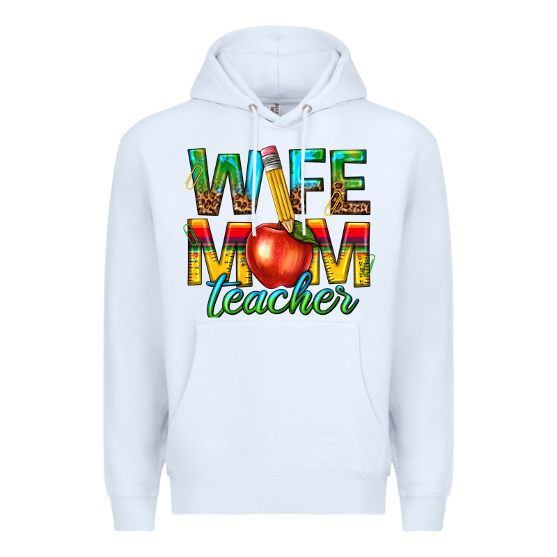 Wife Mom Teacher Premium Hoodie by texasbilliewilder | Teevron