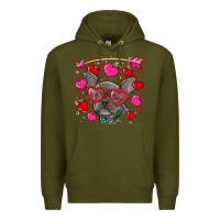 Army Green valentine's day french bulldog puppy Premium Hoodie - RanaPortraitStore