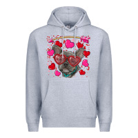 Heather Grey valentine's day french bulldog puppy Premium Hoodie - RanaPortraitStore