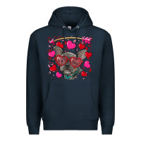 Navy valentine's day french bulldog puppy Premium Hoodie - RanaPortraitStore