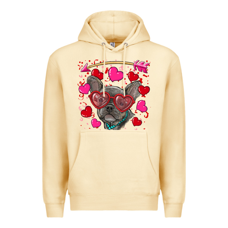Valentine's Day French Bulldog Puppy Premium Hoodie by RanaPortraitStore | Teevron