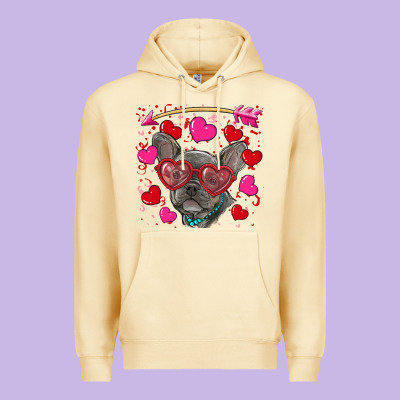 Valentine's Day French Bulldog Puppy Premium Hoodie Designed By Ranaportraitstore