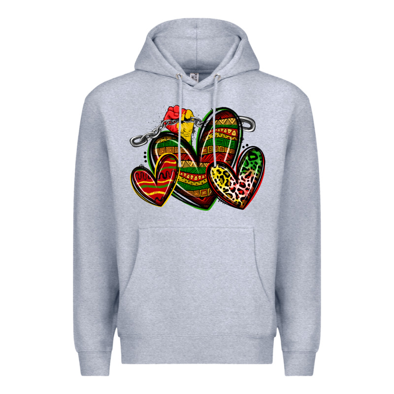 Juneteenth Hearts Premium Hoodie by Zillion Design Studio | Teevron