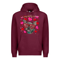 Burgundy valentine's day french bulldog puppy Premium Hoodie - RanaPortraitStore