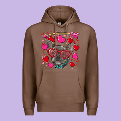 Valentine's Day French Bulldog Puppy Premium Hoodie Designed By Ranaportraitstore