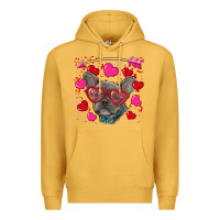 Mustard valentine's day french bulldog puppy Premium Hoodie - RanaPortraitStore