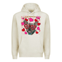 Oatmeal Heather valentine's day french bulldog puppy Premium Hoodie - RanaPortraitStore