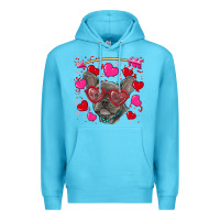 Ocean Blue valentine's day french bulldog puppy Premium Hoodie - RanaPortraitStore