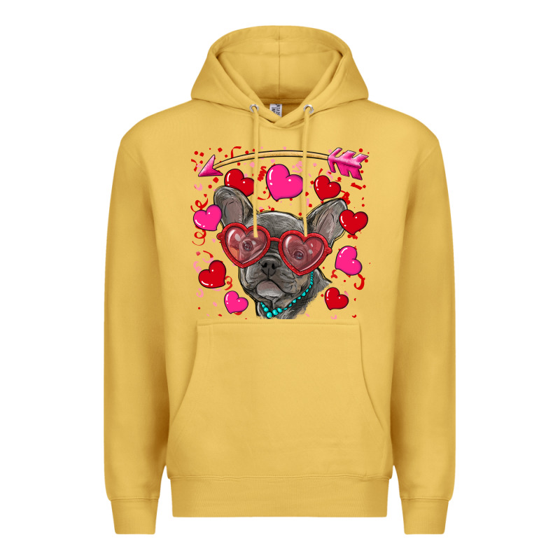 Valentine's Day French Bulldog Puppy Premium Hoodie by RanaPortraitStore | Teevron