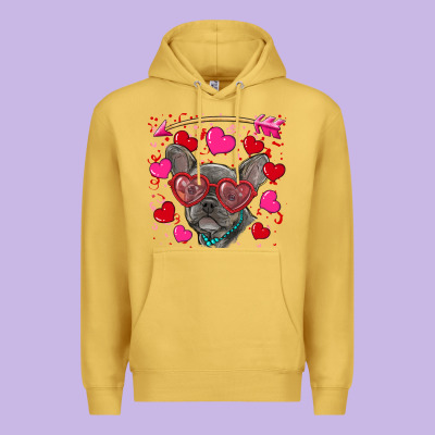 Valentine's Day French Bulldog Puppy Premium Hoodie Designed By Ranaportraitstore