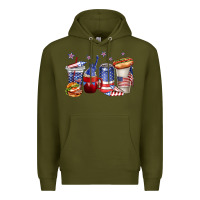 Army Green 4th of july coffee cups Premium Hoodie - texasbilliewilder
