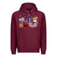 Burgundy 4th of july coffee cups Premium Hoodie - texasbilliewilder