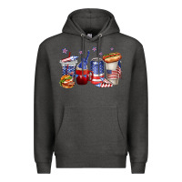 Charcoal Heather 4th of july coffee cups Premium Hoodie - texasbilliewilder