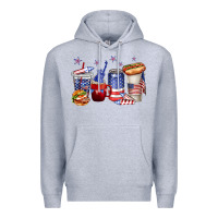 Heather Grey 4th of july coffee cups Premium Hoodie - texasbilliewilder