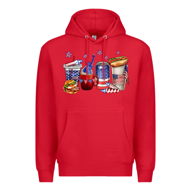 4th Of July Coffee Cups Premium Hoodie by texasbilliewilder | Teevron