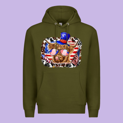 4th Of July Cow Premium Hoodie Designed By Texasbilliewilder