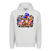 Dove Grey 4th of july cow Premium Hoodie - texasbilliewilder