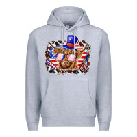 Heather Grey 4th of july cow Premium Hoodie - texasbilliewilder