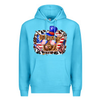 Ocean Blue 4th of july cow Premium Hoodie - texasbilliewilder