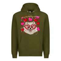 Army Green valentine's day white pomeranian Premium Hoodie - RanaPortraitStore