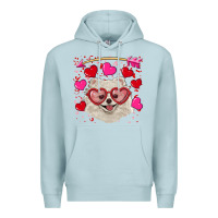 Blue Mist valentine's day white pomeranian Premium Hoodie - RanaPortraitStore