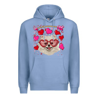 Colony Blue valentine's day white pomeranian Premium Hoodie - RanaPortraitStore