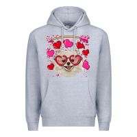 Heather Grey valentine's day white pomeranian Premium Hoodie - RanaPortraitStore