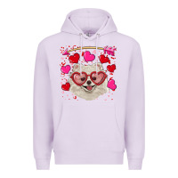 Lilac valentine's day white pomeranian Premium Hoodie - RanaPortraitStore