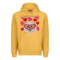 Mustard valentine's day white pomeranian Premium Hoodie - RanaPortraitStore