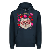 Navy valentine's day white pomeranian Premium Hoodie - RanaPortraitStore