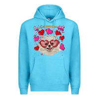 Ocean Blue valentine's day white pomeranian Premium Hoodie - RanaPortraitStore