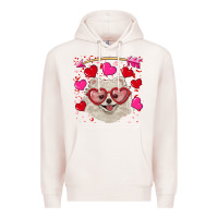 Pale Pink valentine's day white pomeranian Premium Hoodie - RanaPortraitStore