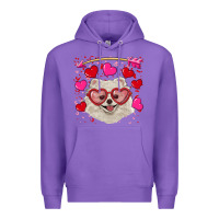 Purple valentine's day white pomeranian Premium Hoodie - RanaPortraitStore