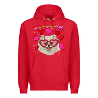 Red valentine's day white pomeranian Premium Hoodie - RanaPortraitStore