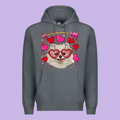 Valentine's Day White Pomeranian Premium Hoodie Designed By Ranaportraitstore