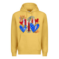 Antique Gold 4th of july hearts Premium Hoodie - texasbilliewilder