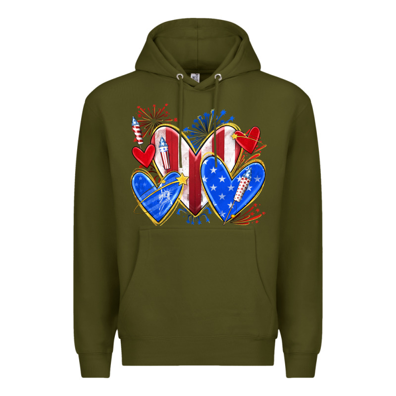 4th Of July Hearts Premium Hoodie by texasbilliewilder | Teevron