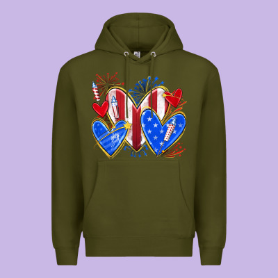 4th Of July Hearts Premium Hoodie Designed By Texasbilliewilder
