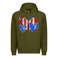 Army Green 4th of july hearts Premium Hoodie - texasbilliewilder
