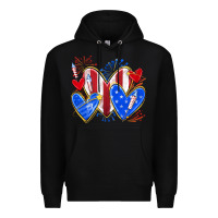 Black 4th of july hearts Premium Hoodie - texasbilliewilder