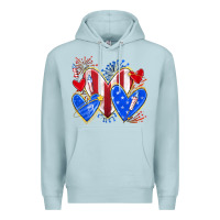 Blue Mist 4th of july hearts Premium Hoodie - texasbilliewilder
