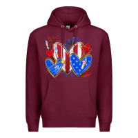 Burgundy 4th of july hearts Premium Hoodie - texasbilliewilder