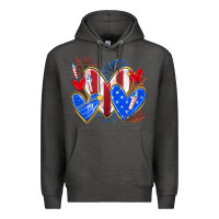 Charcoal Heather 4th of july hearts Premium Hoodie - texasbilliewilder