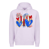 Lilac 4th of july hearts Premium Hoodie - texasbilliewilder