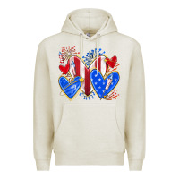 Oatmeal Heather 4th of july hearts Premium Hoodie - texasbilliewilder