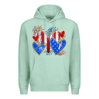 Seafoam 4th of july hearts Premium Hoodie - texasbilliewilder