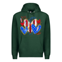 Sports Green 4th of july hearts Premium Hoodie - texasbilliewilder