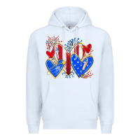 White 4th of july hearts Premium Hoodie - texasbilliewilder
