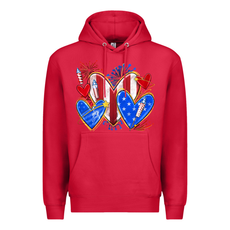 4th Of July Hearts Premium Hoodie by texasbilliewilder | Teevron