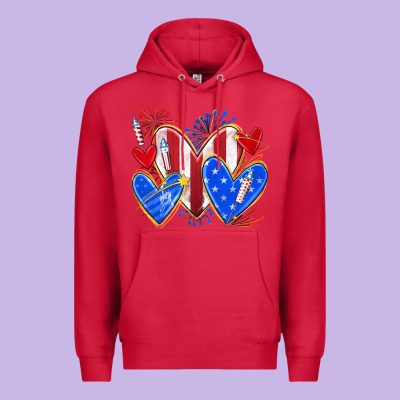 4th Of July Hearts Premium Hoodie Designed By Texasbilliewilder